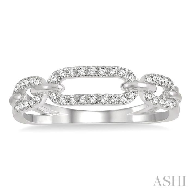 1/5 ctw Round Cut Diamond Paperclip Ladies Ring in 14K White Gold