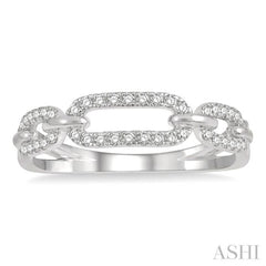 1/5 ctw Round Cut Diamond Paperclip Ladies Ring in 14K White Gold