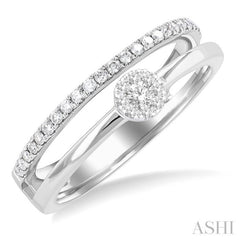 1/4 Ctw Double Row Lovebright Round Cut Diamond Ladies Ring in 10K White Gold