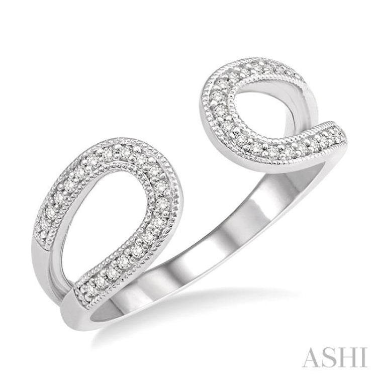 1/6 ctw Horseshoe Style Open End Round Cut Diamond Ladies Ring in 10K White Gold