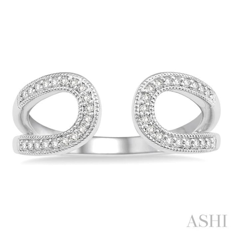1/6 ctw Horseshoe Style Open End Round Cut Diamond Ladies Ring in 10K White Gold