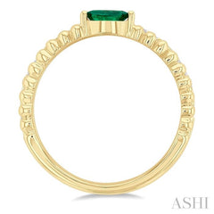 5x2.5 MM Marquise Shape Emerald and 1/5 Ctw Single Cut Diamond Precious Split Twin Ring in 10K Yellow Gold