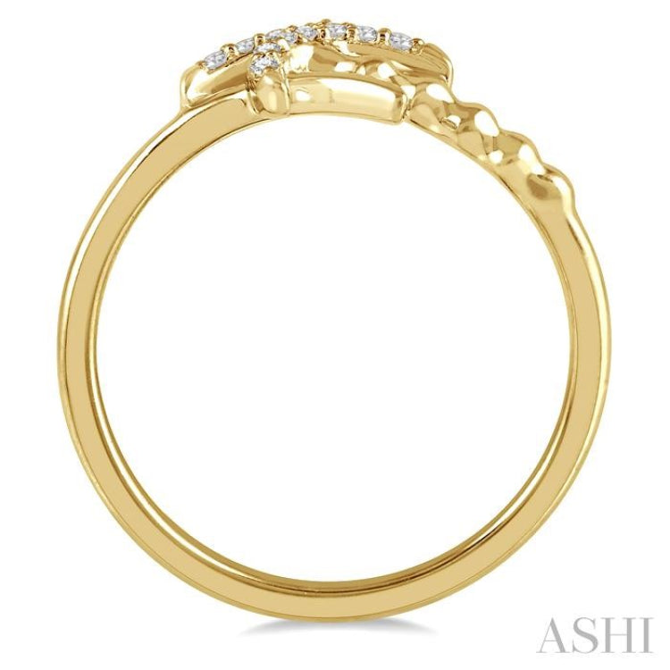 1/10 ctw Palm Tree Round Cut Diamond Petite Fashion Ring in 14K Yellow Gold