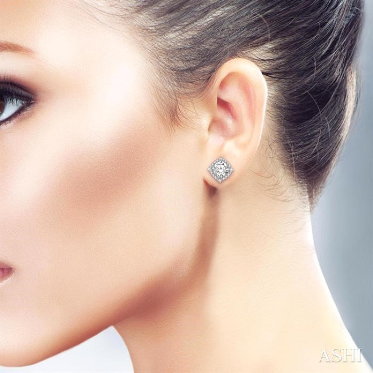 1/4 ctw Round Cut Diamond Jacket Earrings in 14K White Gold
