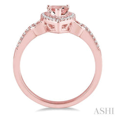 7x5 MM Pear Shape Morganite and 1/6 ctw Round Cut Diamond Ring in 14K Rose Gold