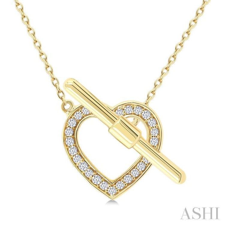1/10 Ctw Heart Toggle Single Cut Diamond Petite Fashion Necklace in 10K Yellow Gold