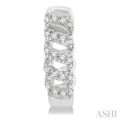 1/4 ctw Petite Open Swirl Round Cut Diamond Fashion Huggies in 10K White Gold