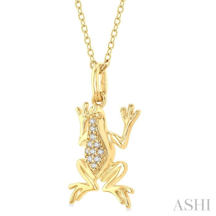 1/20 Ctw Amphibian Round Cut Diamond Petite Fashion Pendant With Chain in 10K Yellow Gold