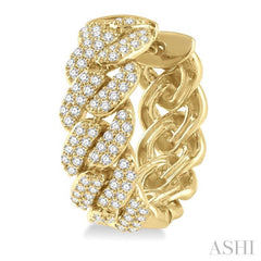 3/4 Ctw Round Cut Diamond Cuban Link Hoop Earrings in 14K Yellow Gold