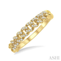 1/6 ctw Round Cut Diamond Curb & Cuban Fashion Band in 14K Yellow Gold