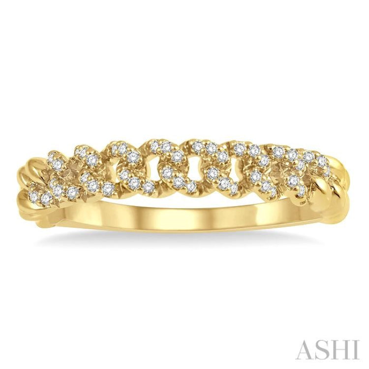 1/6 ctw Round Cut Diamond Curb & Cuban Fashion Band in 14K Yellow Gold