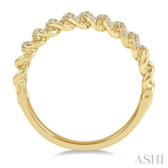 1/6 ctw Round Cut Diamond Curb & Cuban Fashion Band in 14K Yellow Gold