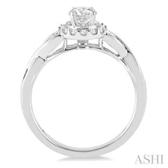 1/2 ctw Diamond Engagement Ring with 1/5 ct Round Cut Center Stone in 14K White Gold