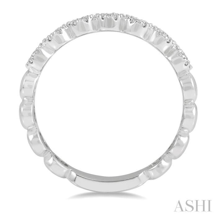 1/5 ctw Circular Mount Floral Round Cut Diamond Stack Band in 14K White Gold