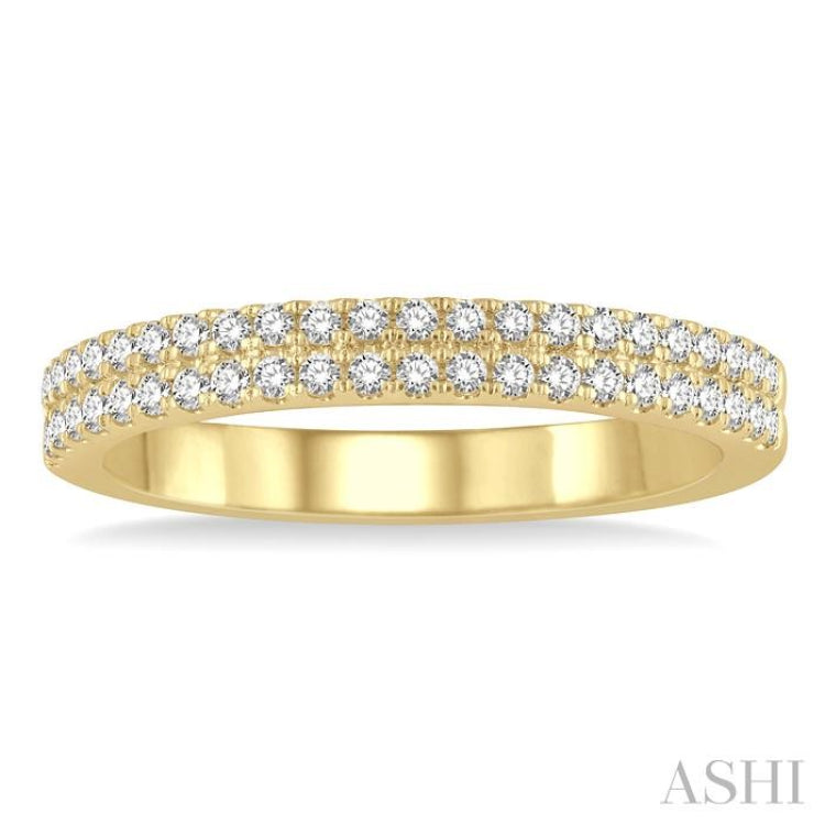 1/3 ctw Twin Row Round Cut Diamond Wedding Band in 14K Yellow Gold