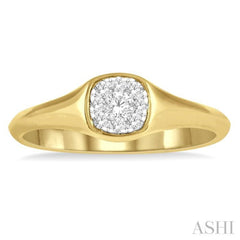 1/6 Ctw Cushion Shape Lovebright Diamond Ring in 14K Yellow and White Gold