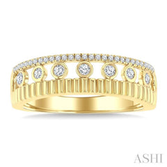 1/5 Ctw Bold Fluted Open Window Round Cut Diamond Fashion Ring in 10K Yellow Gold