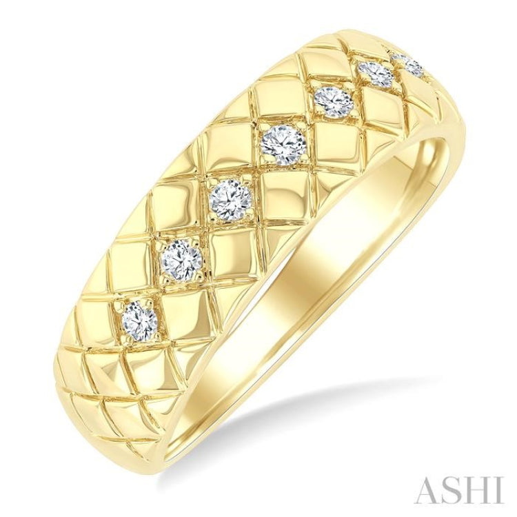 1/6 Ctw Bold Diagonal Crisscross Round Cut Golden Glow Diamond Fashion Band in 10K Yellow Gold