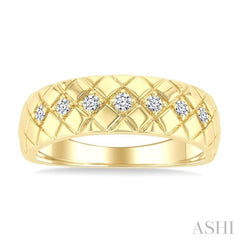 1/6 Ctw Bold Diagonal Crisscross Round Cut Golden Glow Diamond Fashion Band in 10K Yellow Gold