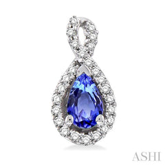 5x3 MM Pear Shape Tanzanite and 1/6 Ctw Round Cut Diamond Earrings in 14K White Gold