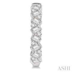 1 ctw Zigzag Baguette and Round Cut Diamond Hoop Earring in 14K White Gold