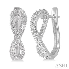1/6 ctw Entwined Round Cut Diamond Hoop Earrings in 10K White Gold