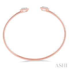 3/4 ctw Cushion Shape Lovebright Open Cuff Diamond Bangle in 14K Rose and White Gold