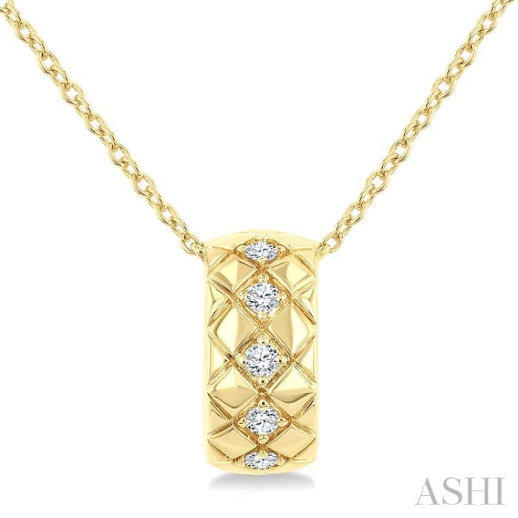 1/10 Ctw Bold Diagonal Crisscross Round Cut Golden Glow Diamond Fashion Pendant With Chain in 10K Yellow Gold