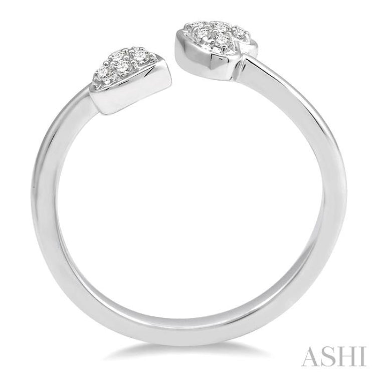 1/10 ctw Heart Accent Open Ended Round Cut Diamond Ladies Ring in 10K White Gold