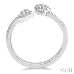 1/10 ctw Heart Accent Open Ended Round Cut Diamond Ladies Ring in 10K White Gold