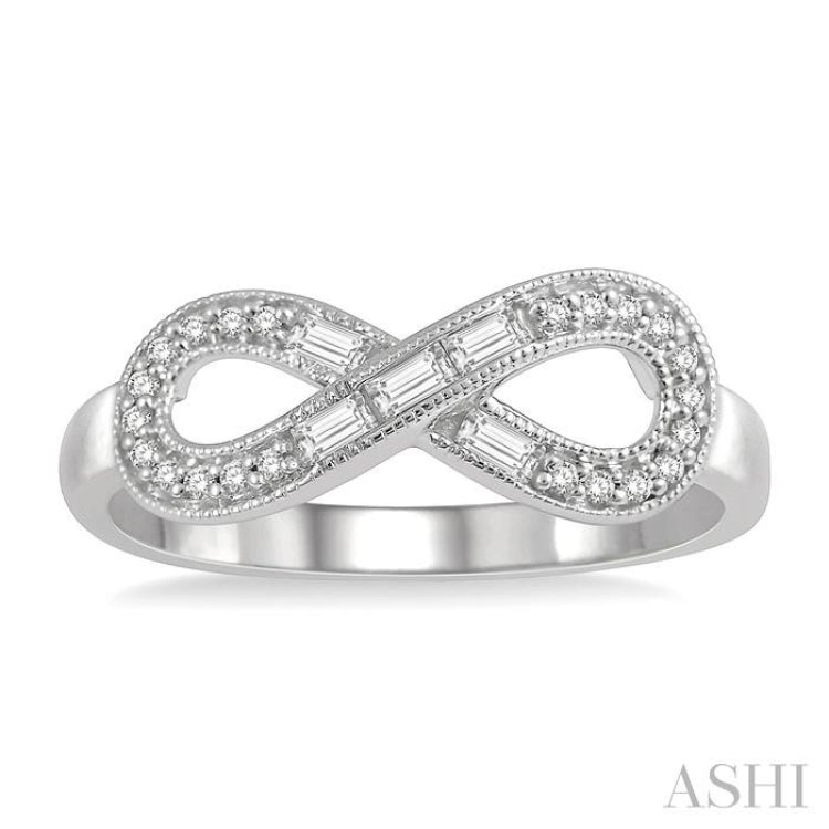 1/5 ctw Baguette and Round Cut Diamond Infinity Ring in 10K White Gold