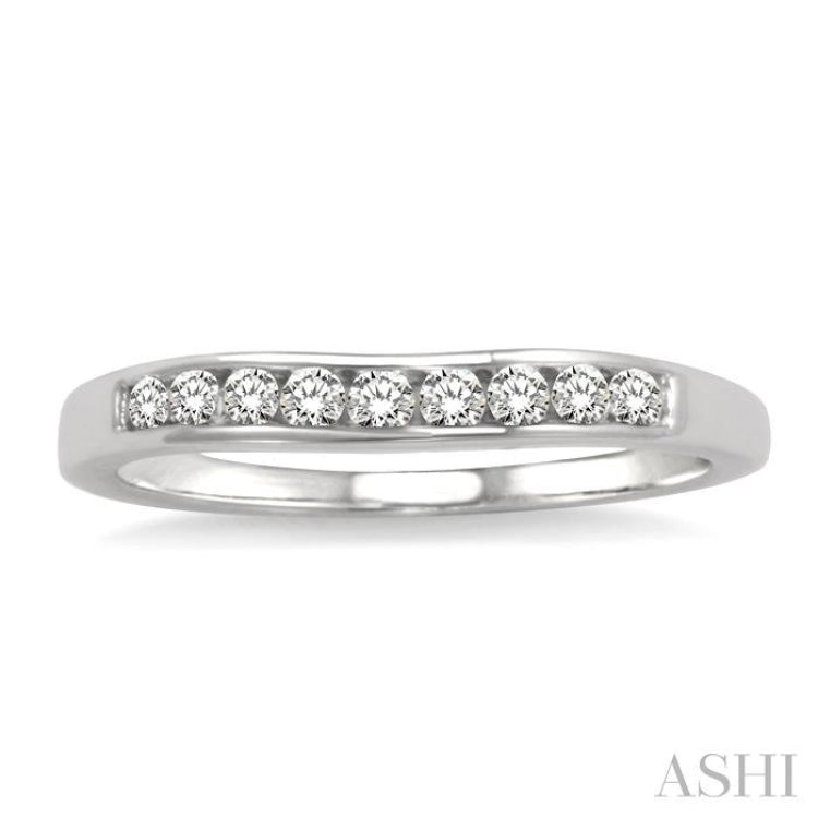 1/4 ctw V Shape Round Cut Diamond Matching Wedding Band in 14K White Gold