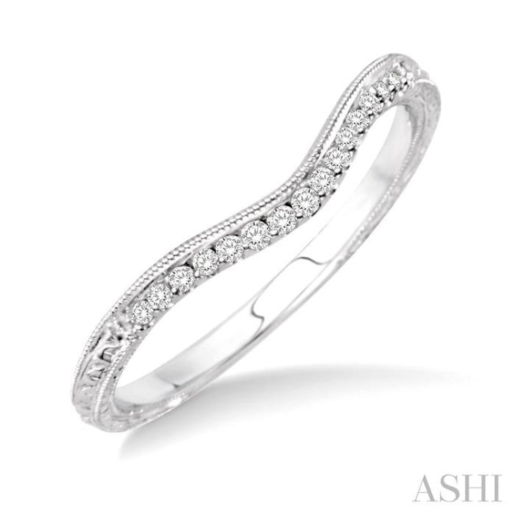 1/10 ctw Round Cut Diamond Wedding Band in 14K White Gold