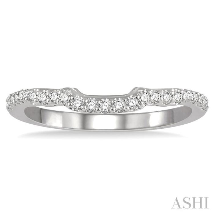 1/5 ctw Curved Round Cut Diamond Wedding Band in 14K White Gold