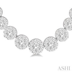 4 1/10 Ctw Round Cut Diamond Lovebright Necklace in 14K White Gold