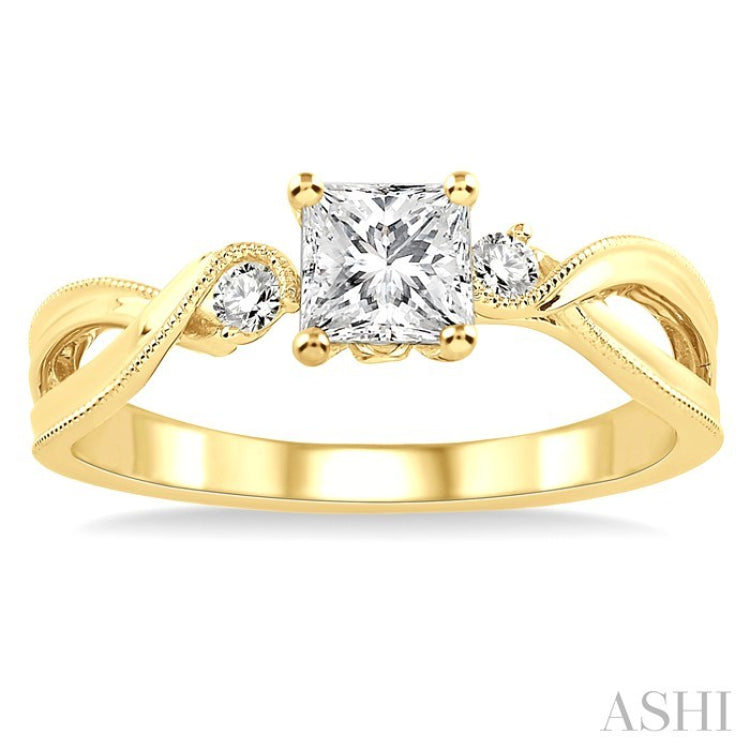1/20 Ctw Diamond Semi-Mount Engagement Ring in 14K Yellow Gold