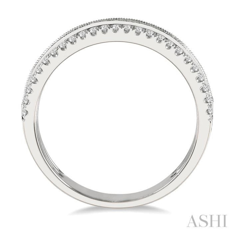 3/8 Ctw Split Baguette and Round Cut Diamond Fashion Ring in 14K White Gold