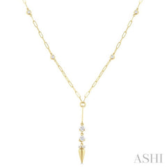 1/2 Ctw Paperclip Bezel Set Round Cut Diamond Station Necklace in 14K Yellow Gold