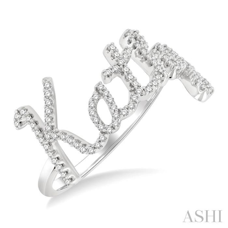 1/3 Ctw 'Kathy' Script Name Single Cut Diamond Ring in 10K White Gold