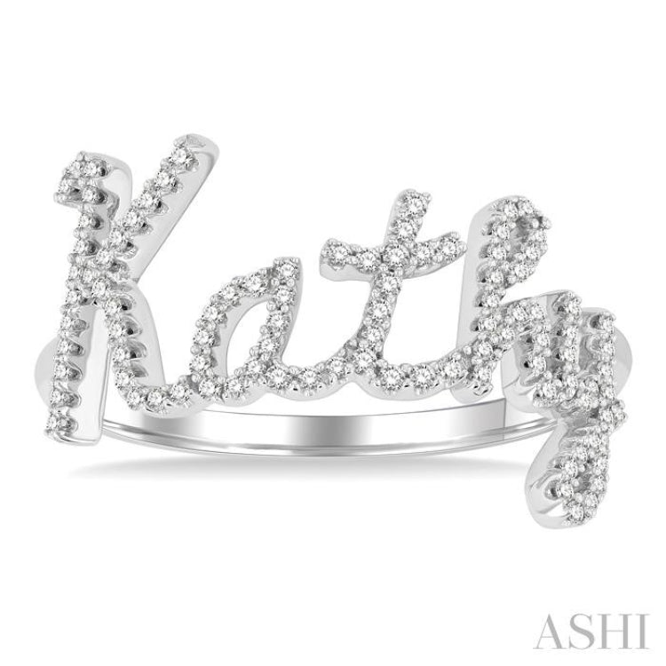 1/3 Ctw 'Kathy' Script Name Single Cut Diamond Ring in 10K White Gold