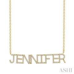 1/3 Ctw 'JENNIFER' Block Name Round Cut Diamond Necklace in 10K Yellow Gold