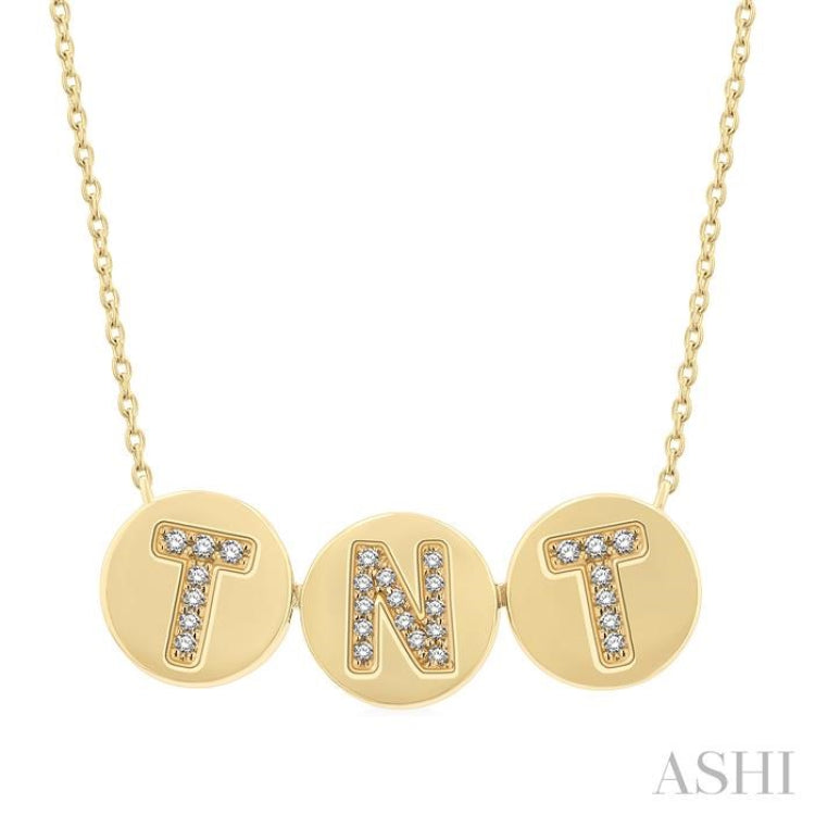 1/10 Ctw 'TNT' Nameplate Single Cut Diamond Necklace in 10K Yellow Gold