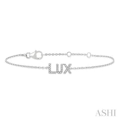 1/10 Ctw 'LUX' Block Name Round Cut Diamond Bracelet in 10K White Gold