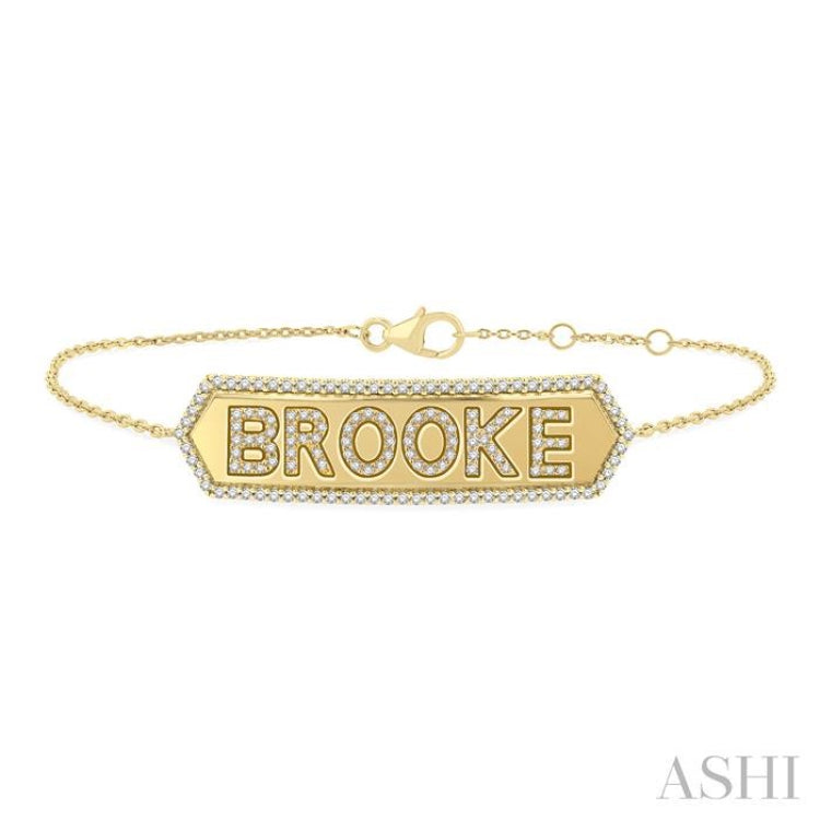 5/8 Ctw 'BROOKE' Nameplate Single Cut Diamond Bracelet in 10K Yellow Gold