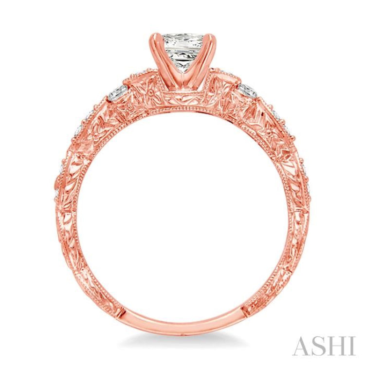 1/6 Ctw Diamond Semi-Mount Engagement Ring in 14K Rose Gold