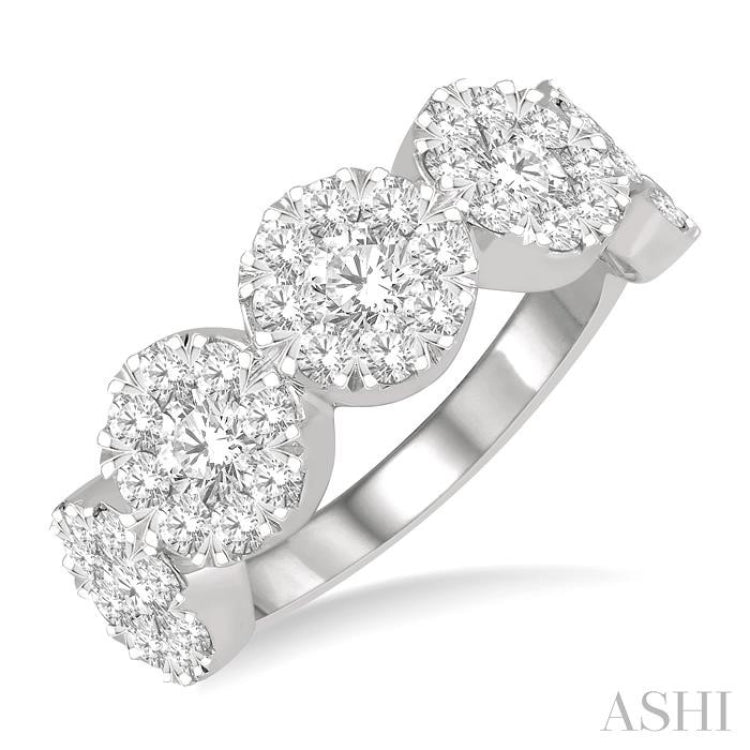 2 Ctw 5-Stone Lovebright Round Cut Diamond Ring in 14K White Gold