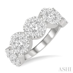 2 Ctw 5-Stone Lovebright Round Cut Diamond Ring in 14K White Gold
