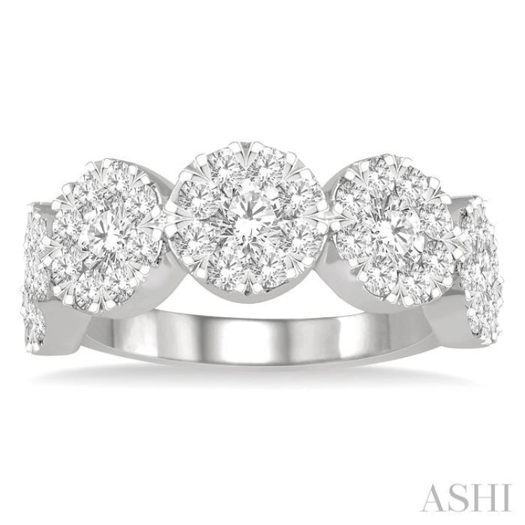 2 Ctw 5-Stone Lovebright Round Cut Diamond Ring in 14K White Gold