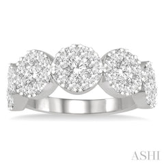2 Ctw 5-Stone Lovebright Round Cut Diamond Ring in 14K White Gold