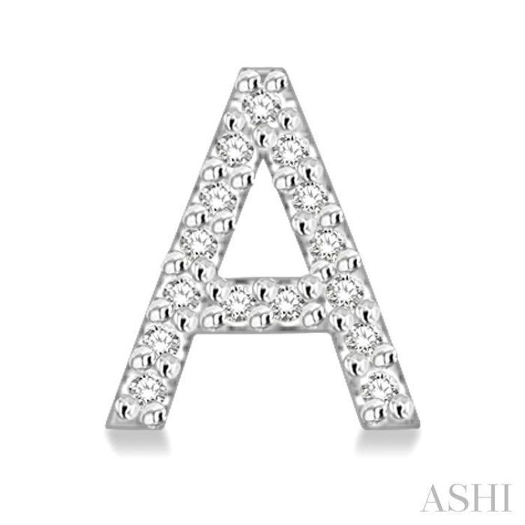 1/10 Ctw Initial'A' Single Cut Diamond Earrings in 10K White Gold